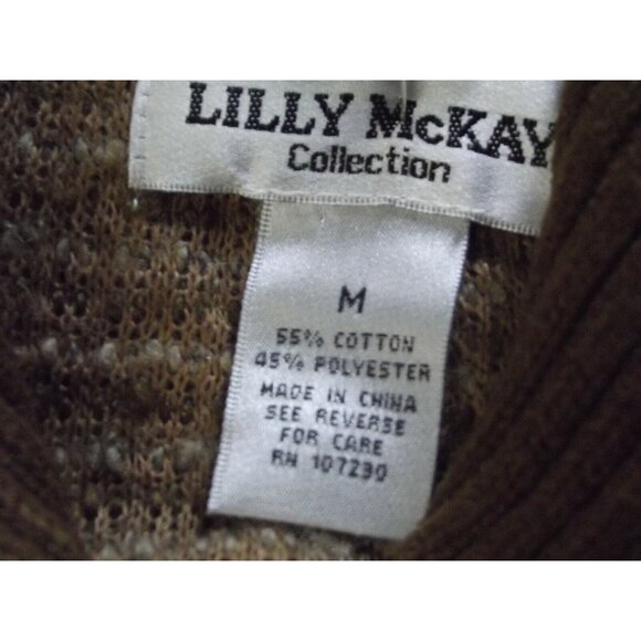 Lilly McKay Cardigan Sweater Size Medium Brown Striped removable faux fur collar - Picture 5 of 11